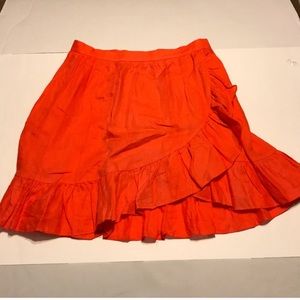 J.Crew Blood Orange Ruffle Linen Skirt - Size 8